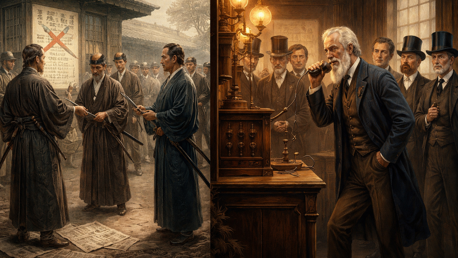 1876年、世界が「脱皮」した年——日本が刀を捨てた日、アメリカは「神の声」を手に入れた