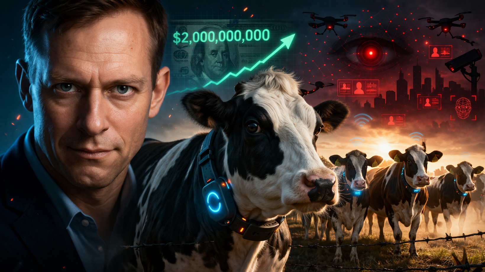ピーター・ティールが「牛の首輪」に20億ドル？　家畜管理AIの裏に潜む監視社会の実験
