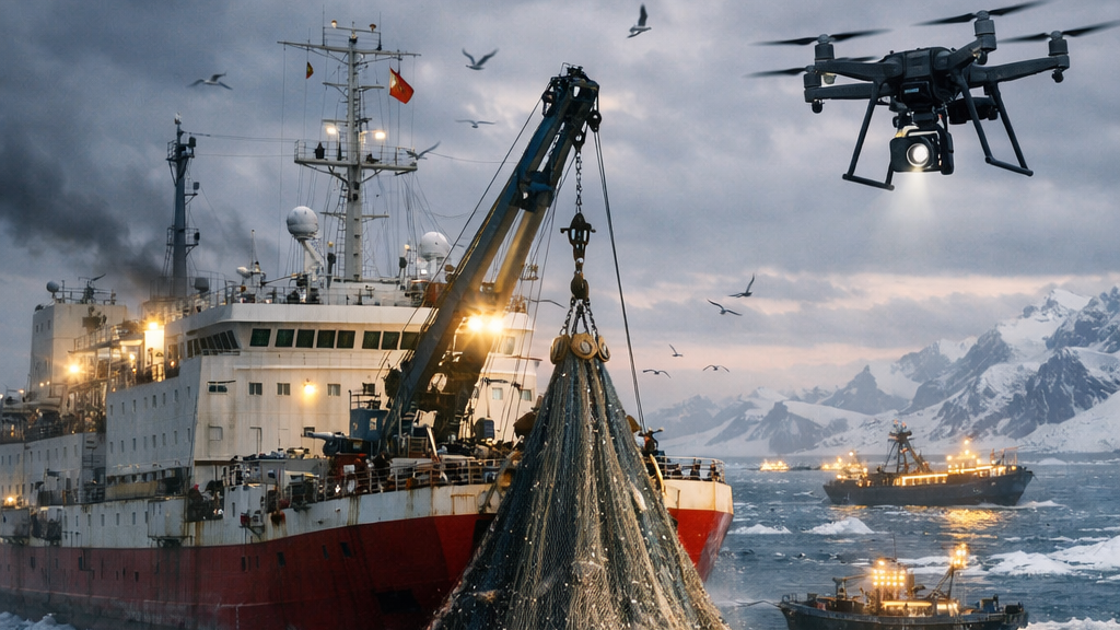 南極が「食い尽くされる」日——中国の大型漁船が24時間ドローン操業で進める、誰も止められない海の収奪