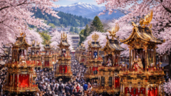 春空に舞う絢爛12台の屋台——桜と共演する「動く美術館」、高山祭がはじまった。