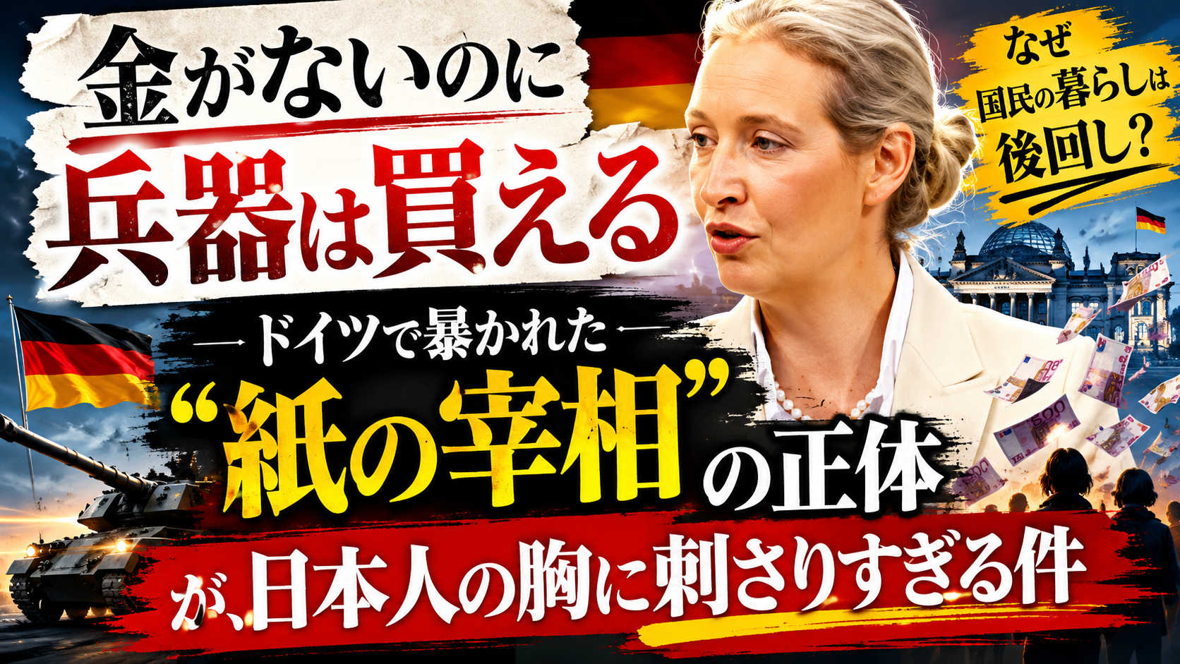 「金がないのに兵器は買える」——ドイツで暴かれた”紙の宰相”の正体が、日本人の胸に刺さりすぎる件