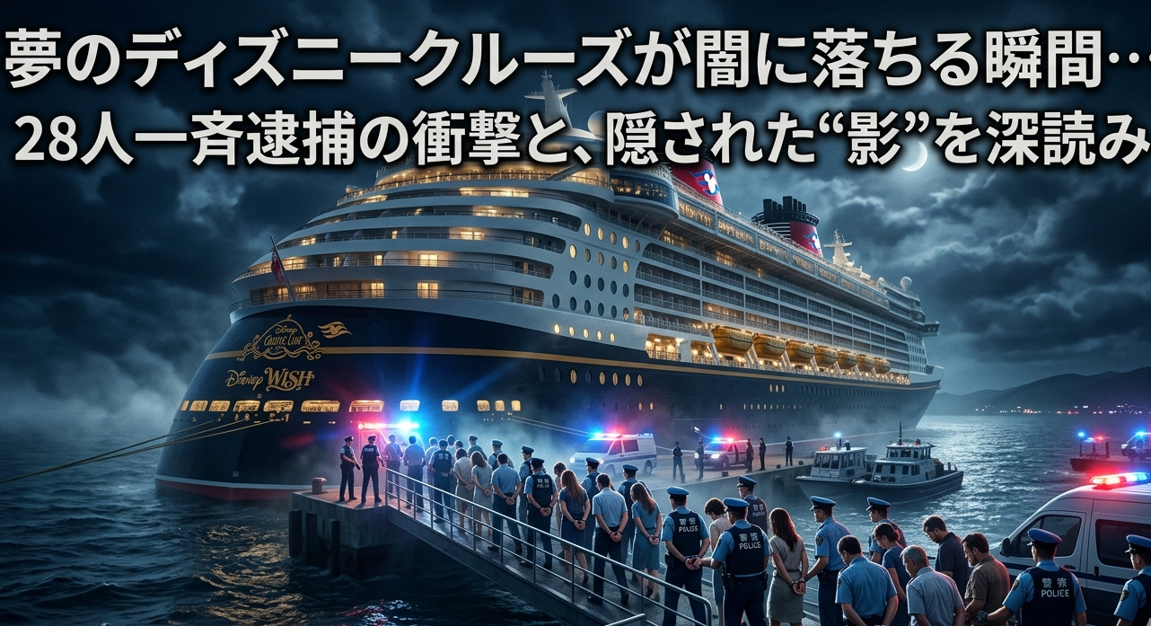 夢のディズニークルーズが闇に落ちる瞬間…28人一斉逮捕の衝撃と、隠された“影”を深読み 夢のディズニークルーズが闇に落ちる瞬間…28人一斉逮捕の衝撃と、隠された“影”を深読み