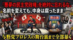 「悪夢の民主党政権」を絶対に忘れるな。名前を変えても、中身は腐ったまま——与野党プロレスの舞台裏まで全部暴く