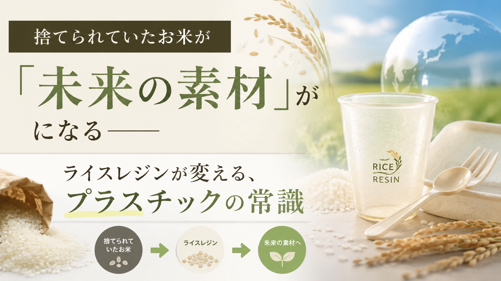 捨てられていたお米が「未来の素材」になる——ライスレジンが変える、プラスチックの常識