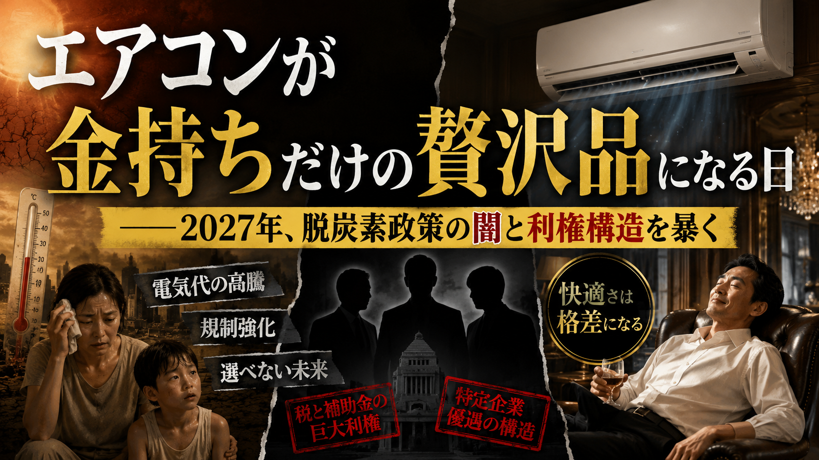 エアコンが「金持ちだけの贅沢品」になる日――2027年、脱炭素政策の闇と利権構造を暴く エアコンが「金持ちだけの贅沢品」になる日――2027年、脱炭素政策の闇と利権構造を暴く