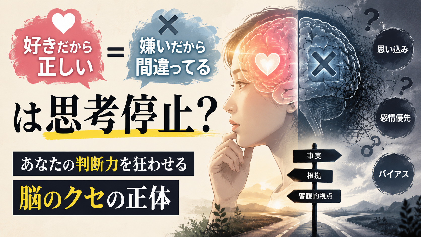 「好きだから正しい、嫌いだから間違ってる」は思考停止？あなたの判断力を狂わせる脳のクセの正体