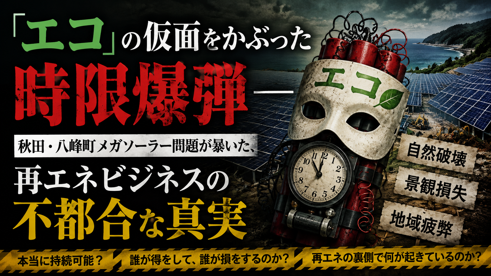 「エコ」の仮面をかぶった時限爆弾――秋田・八峰町メガソーラー問題が暴いた、再エネビジネスの不都合な真実