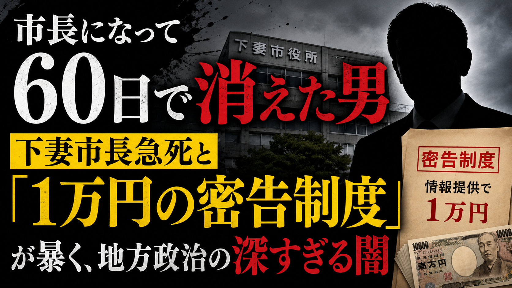 市長になって60日で消えた男――下妻市長急死と「1万円の密告制度」が暴く、地方政治の深すぎる闇 市長になって60日で消えた男――下妻市長急死と「1万円の密告制度」が暴く、地方政治の深すぎる闇