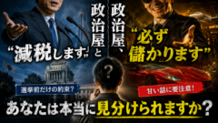 「減税します」と「必ず儲かります」——政治屋と詐欺師、あなたは本当に見分けられますか？