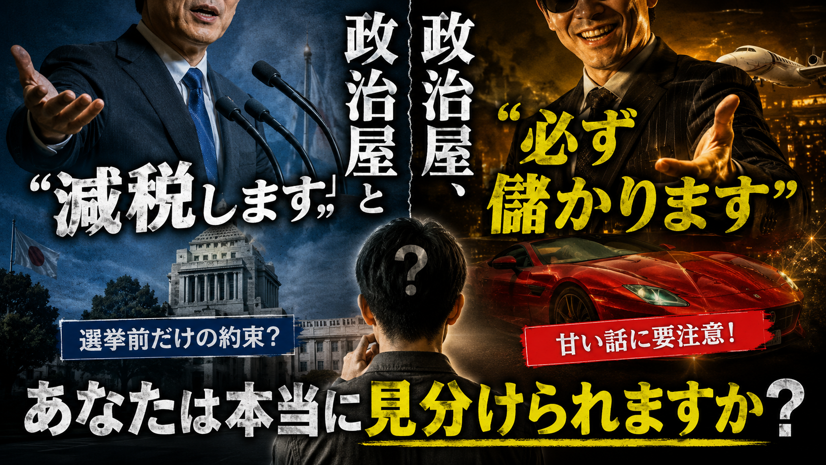 「減税します」と「必ず儲かります」——政治屋と詐欺師、あなたは本当に見分けられますか？