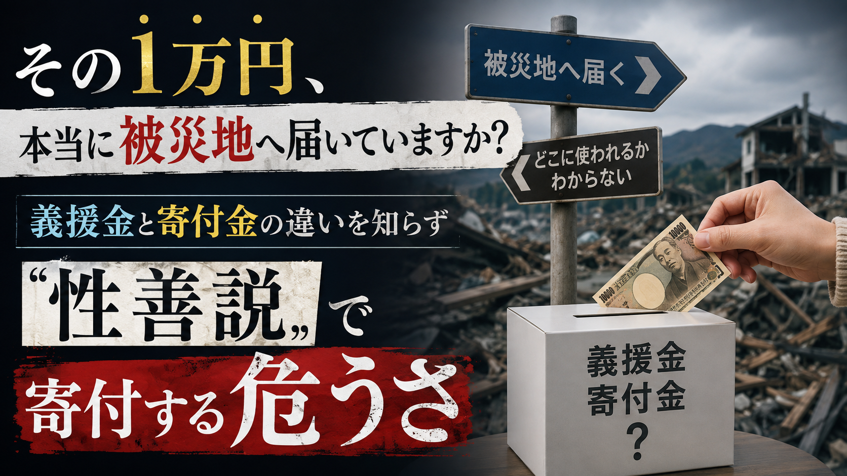 その1万円、本当に被災地へ届いていますか？——義援金と寄付金の違いを知らず「性善説」で寄付する危うさ