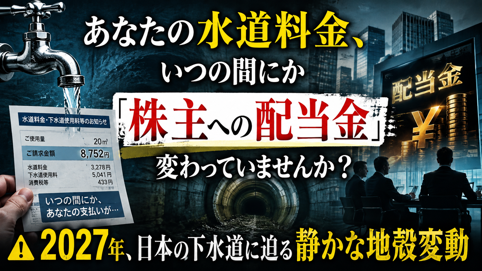 あなたの水道料金、いつの間にか「株主への配当金」に変わっていませんか？──2027年、日本の下水道に迫る静かな地殻変動