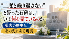 「二度と繰り返さない」と誓った石碑は、いま何を見ているのか―薬害の歴史と、その先にある現実