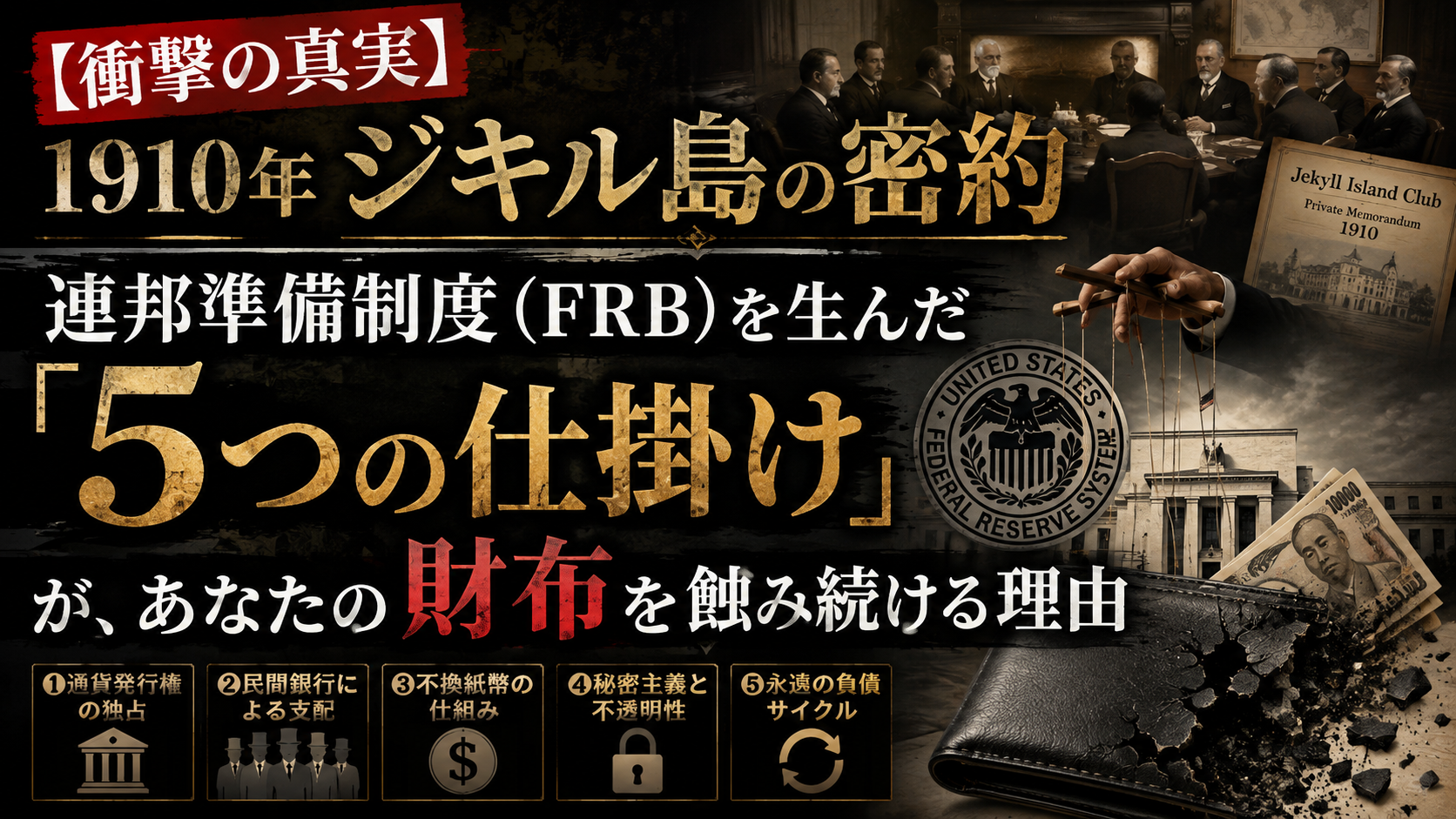 【衝撃の真実】1910年ジキル島で交わされた「密約」──あなたの財布が蝕まれる理由