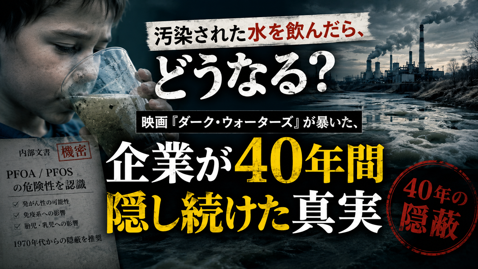汚染された水を飲んだら、どうなる? 映画が暴いた企業の40年隠蔽と、日本の水道水の今 汚染された水を飲んだら、どうなる? 映画が暴いた企業の40年隠蔽と、日本の水道水の今