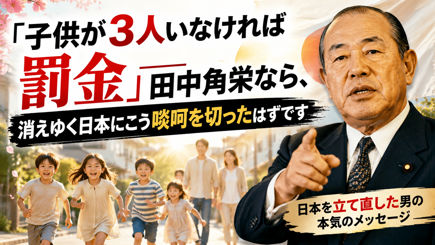 「子供が3人いなければ罰金」―田中角栄なら、消えゆく日本にこう啖呵を切ったはずです